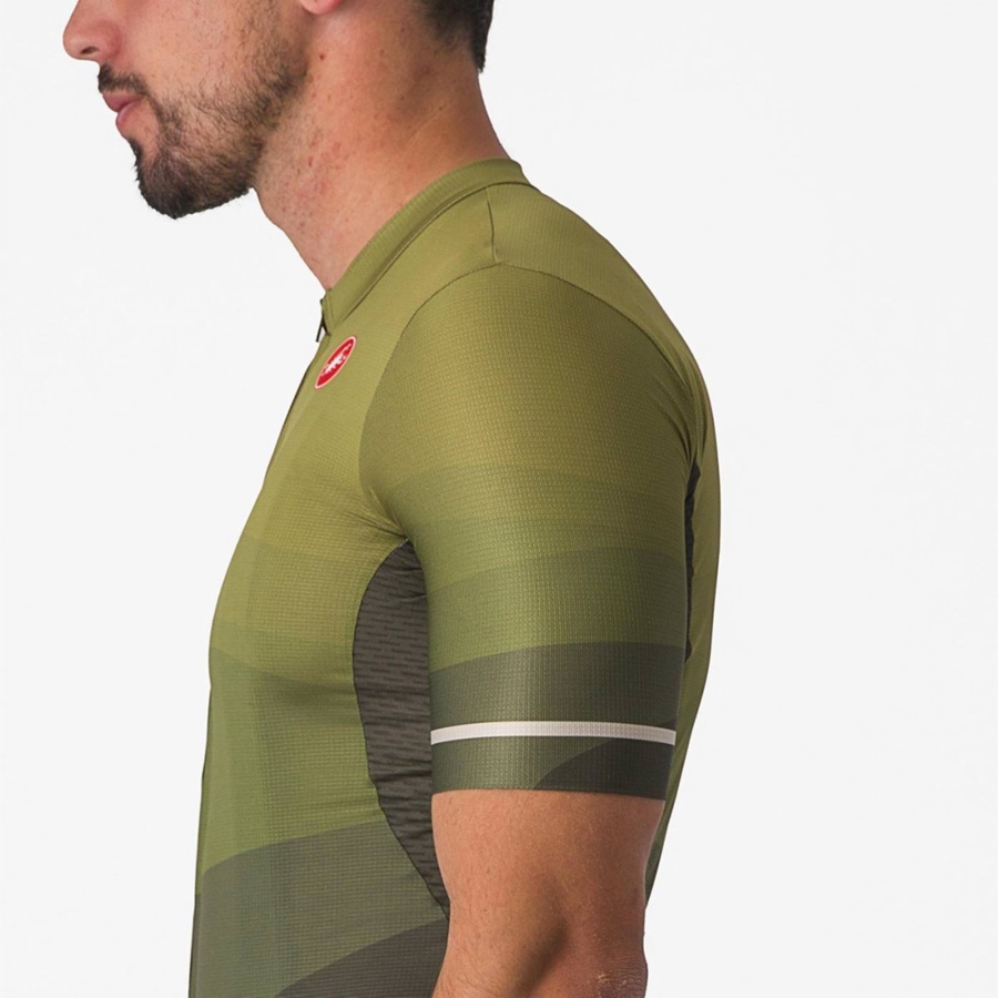 Castelli ORIZZONTE Men Jersey Deep Green / Olive / Silver | QHB-946053