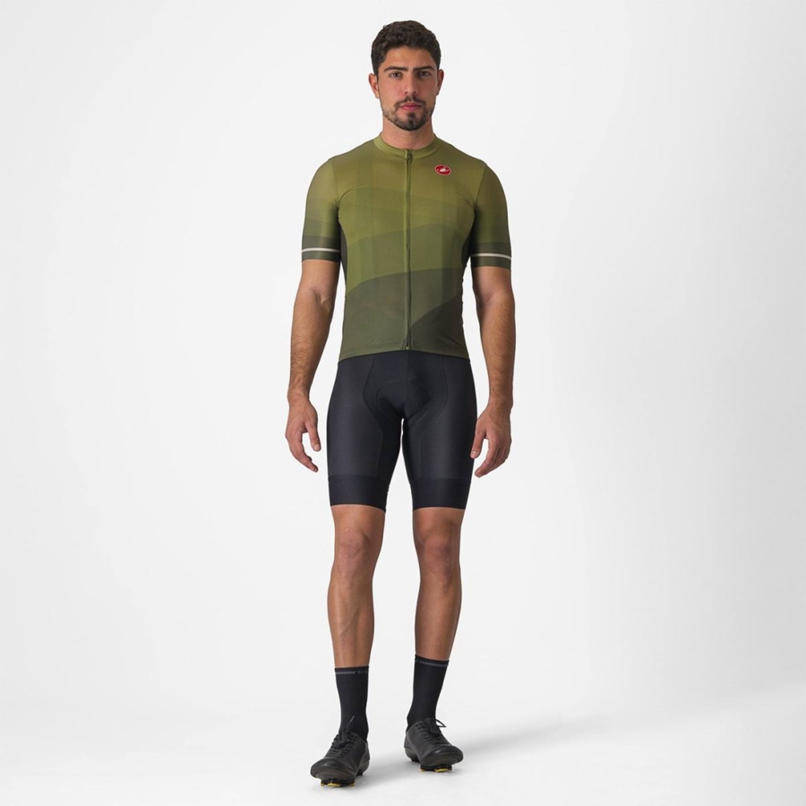 Castelli ORIZZONTE Men Jersey Deep Green / Olive / Silver | QHB-946053