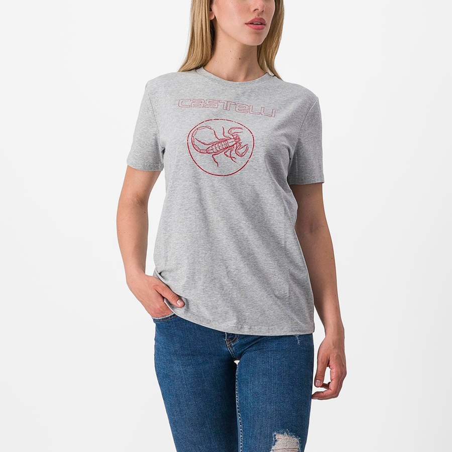 Castelli PEDALARE TEE Women Casual Khaki Grey | WOE-384296