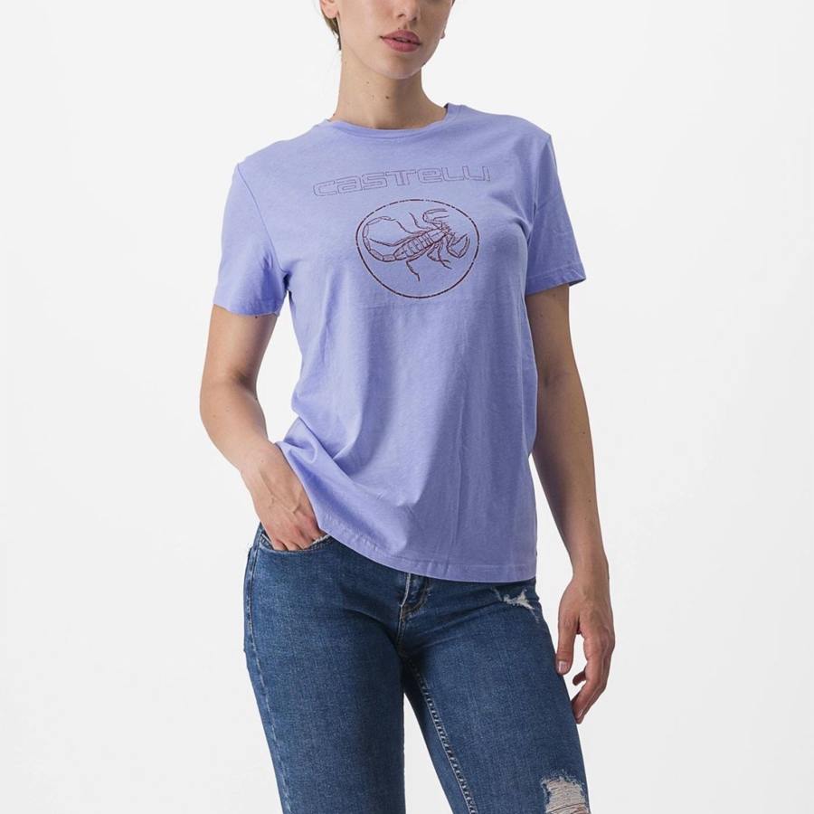 Castelli PEDALARE TEE Women Casual Purple White | DER-360215