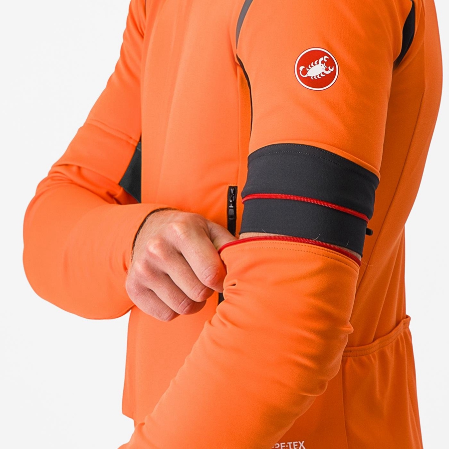 Castelli PERFETTO RoS 2 CONVERTIBLE Men Jackets Red Orange / Dark Grey | QXA-643528