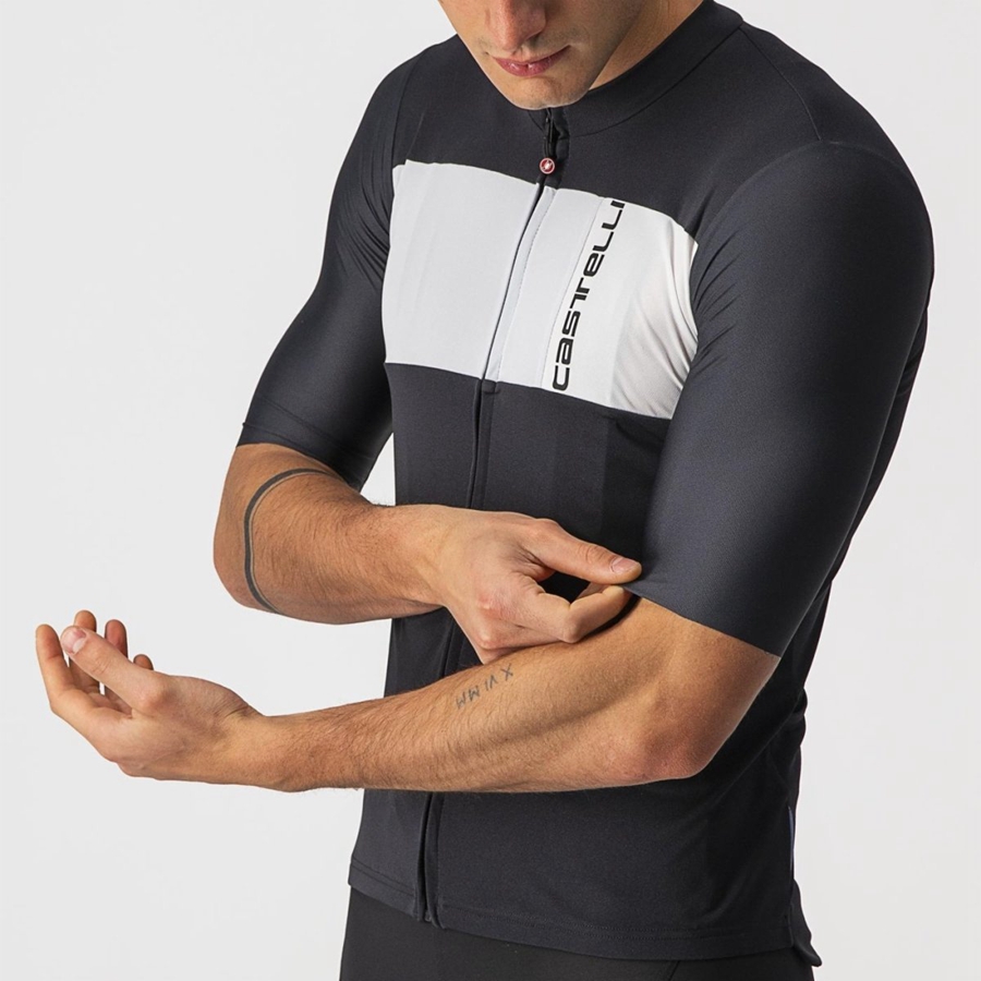 Castelli PROLOGO 7 Men Jersey Black / Silver Grey / White | EXI-157936