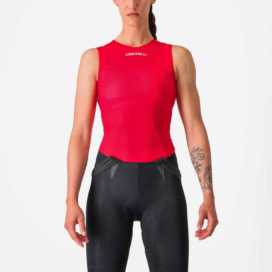 Castelli PRO MESH W SLEEVELESS Women Base Layer Red | PGB-725683