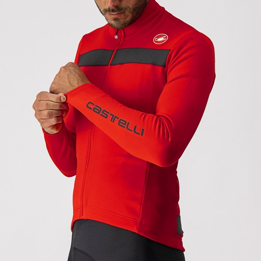 Castelli PURO 3 FZ Men Jersey Red / Black | HAQ-967480