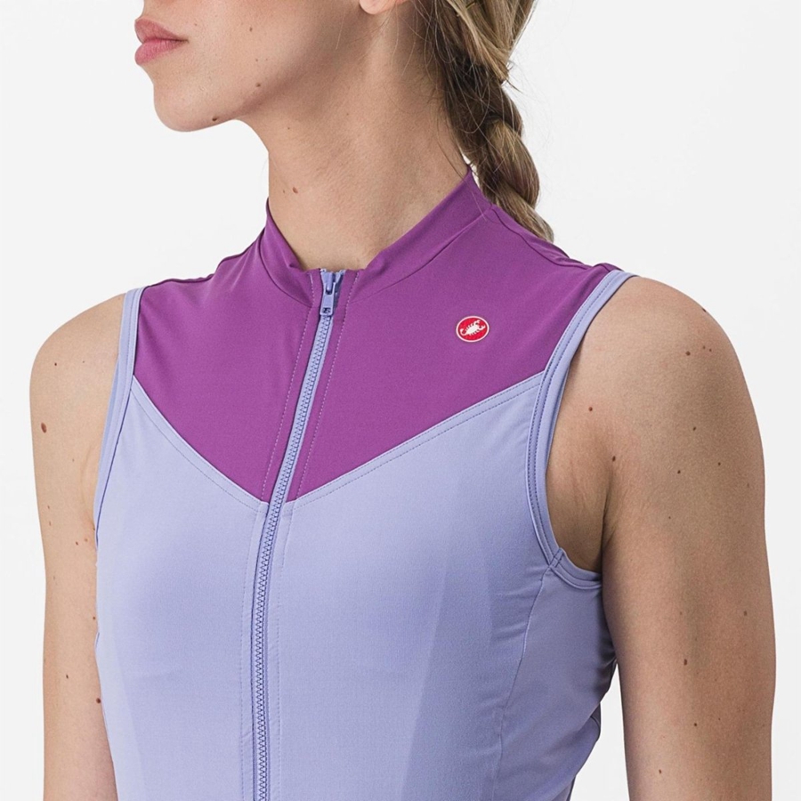 Castelli SOLARIS SLEEVELESS Women Jersey Purple White | WFG-356241