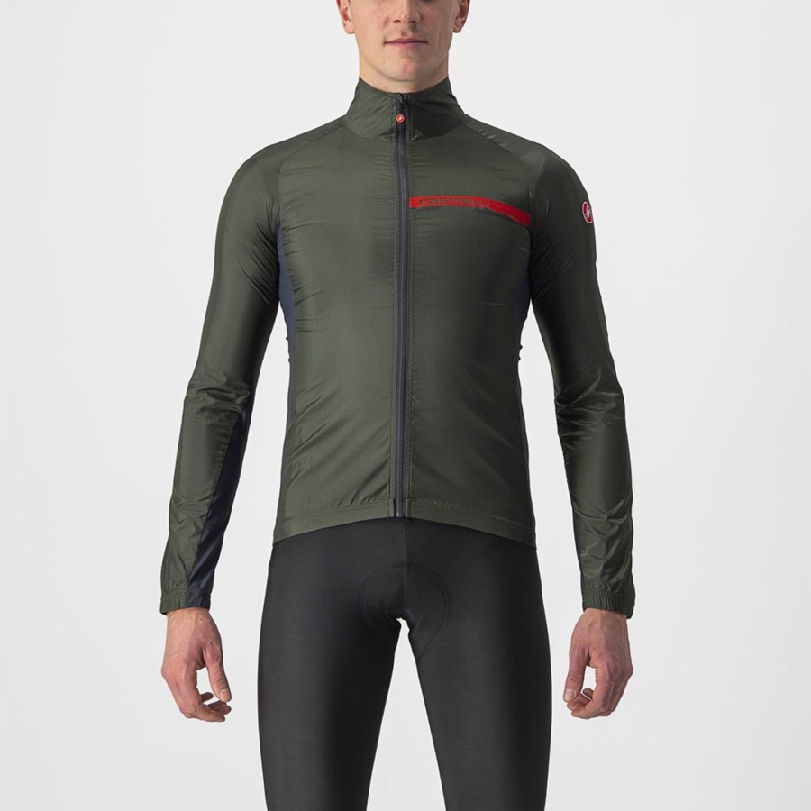 Castelli SQUADRA STRETCH Men Protection Green / Dark Grey | LMF-103479