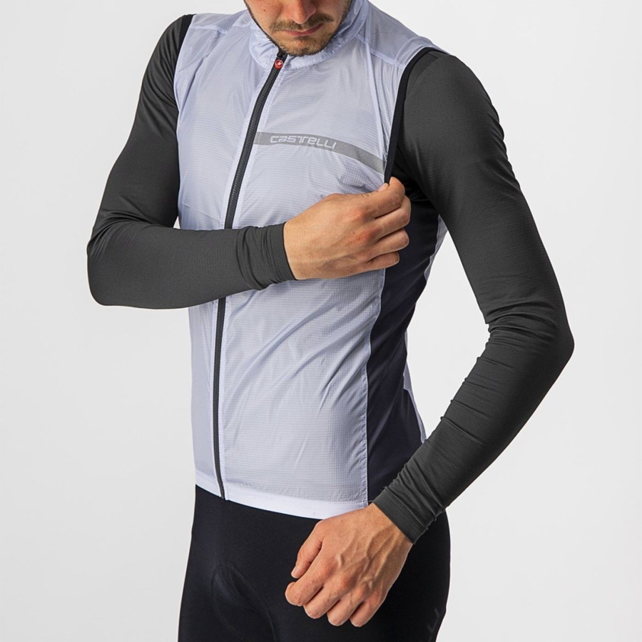 Castelli SQUADRA STRETCH Men Vest Silver Grey / Dark Grey | MNF-245136