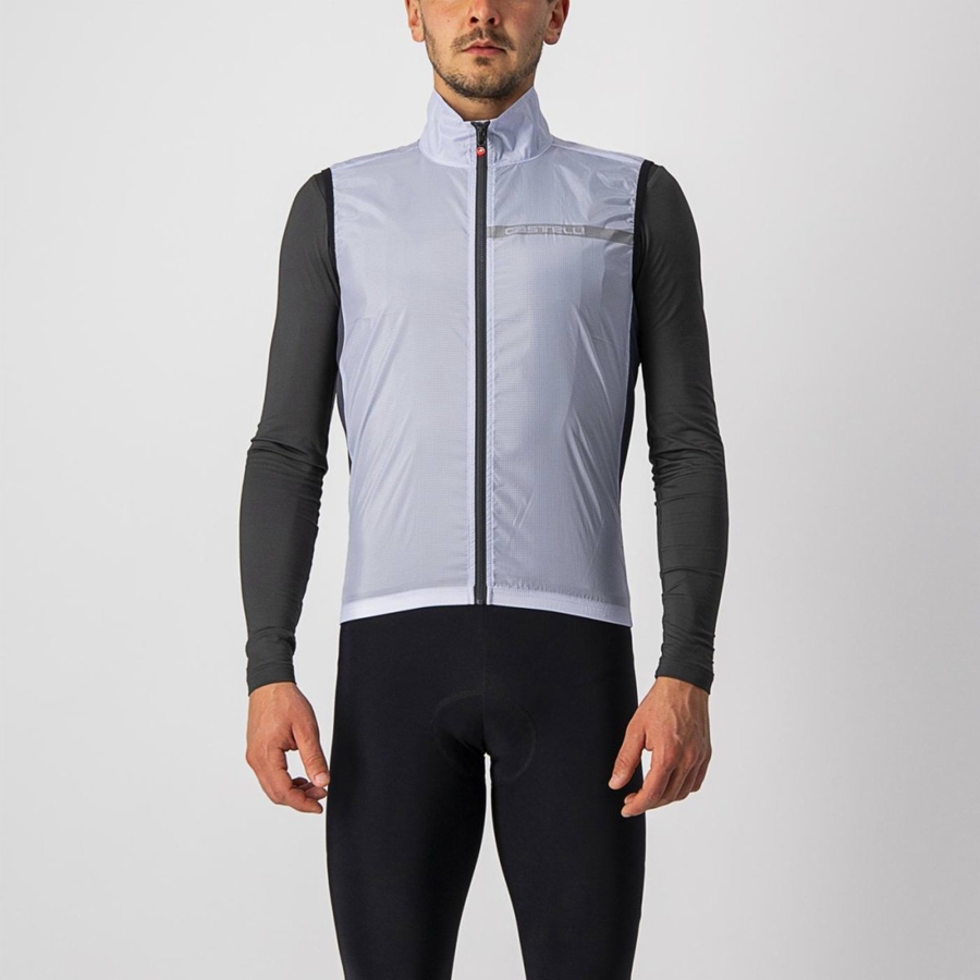 Castelli SQUADRA STRETCH Men Vest Silver Grey / Dark Grey | MNF-245136