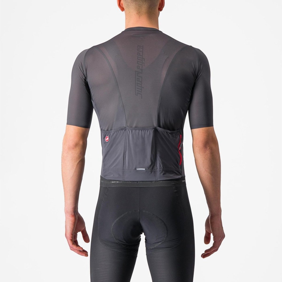 Castelli SUPERLEGGERA 3 Men Jersey Dark Grey | TAL-418609