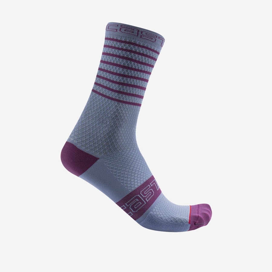 Castelli SUPERLEGGERA W 12 Women Socks Purple White | JFG-261478