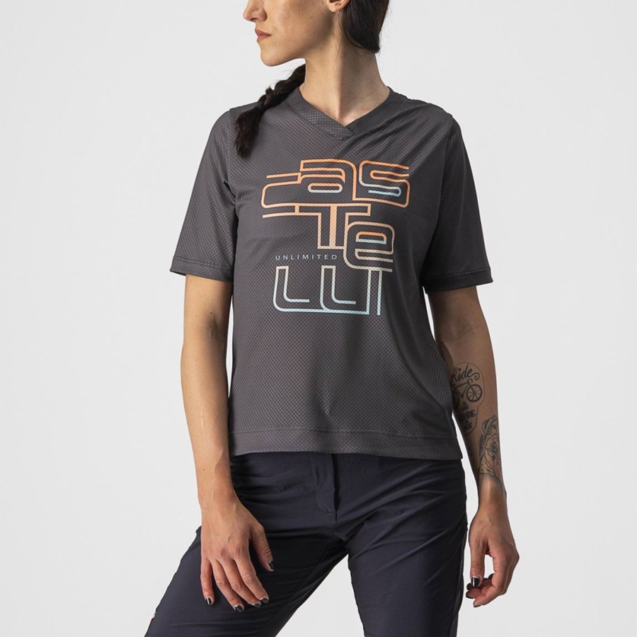 Castelli TRAIL TECH W TEE Women Jersey Dark Grey | AOG-830126