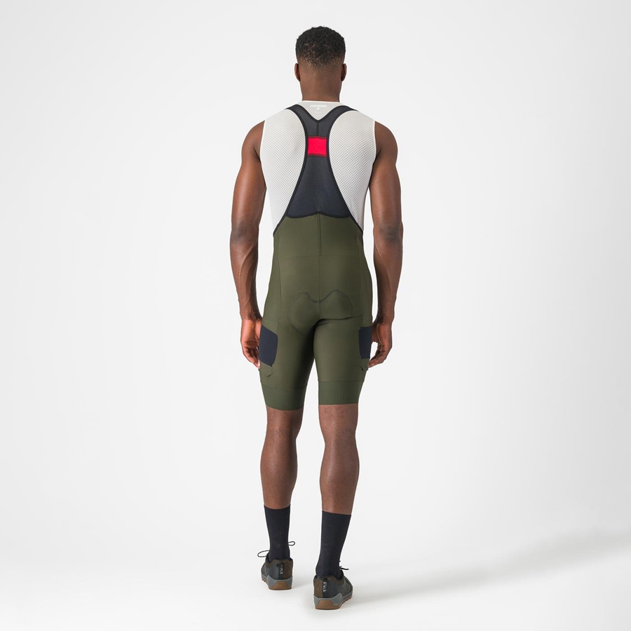 Castelli UNLIMITED CARGO Men Bib Shorts Deep Green | ISK-103287