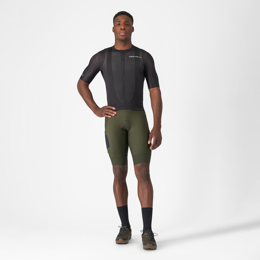 Castelli UNLIMITED CARGO Men Bib Shorts Deep Green | ISK-103287