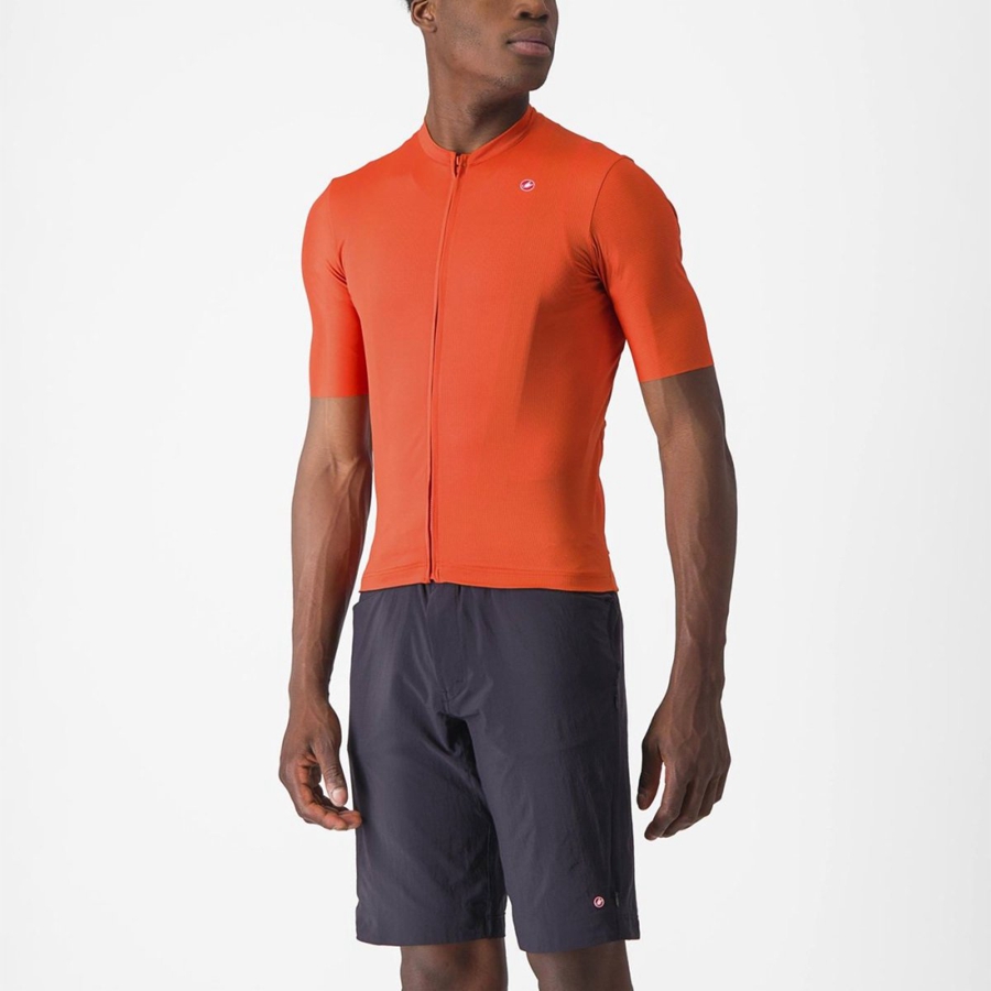 Castelli UNLIMITED ENTRATA 2 Men Jersey Orange Red / Grey | LRP-968354