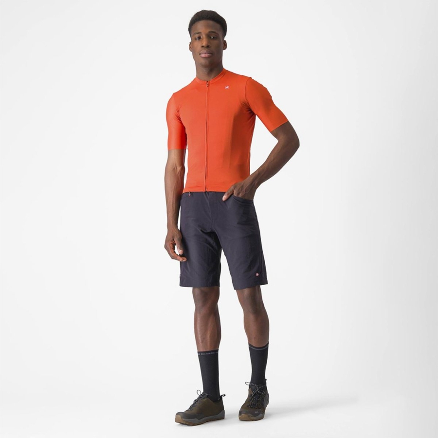 Castelli UNLIMITED ENTRATA 2 Men Jersey Orange Red / Grey | LRP-968354