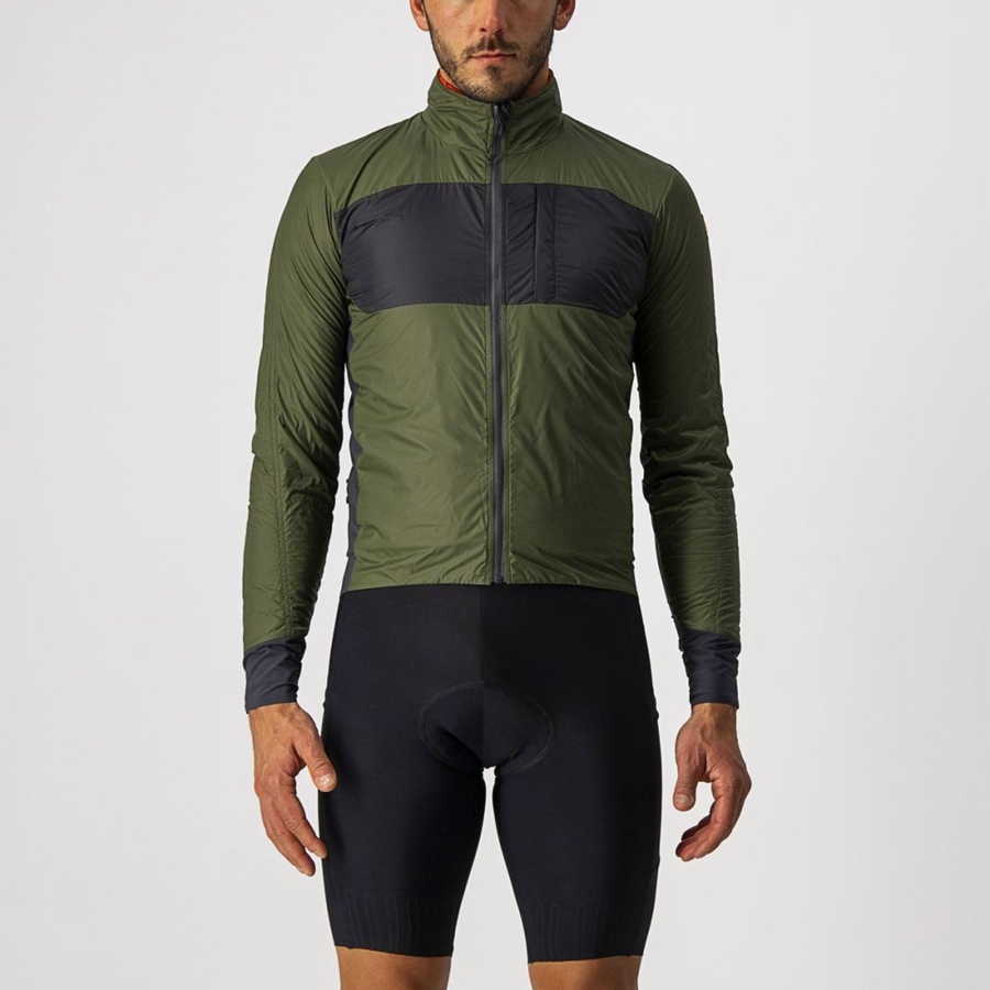 Castelli UNLIMITED PUFFY Men Jackets Light Green / Dark Grey | NSG-865702