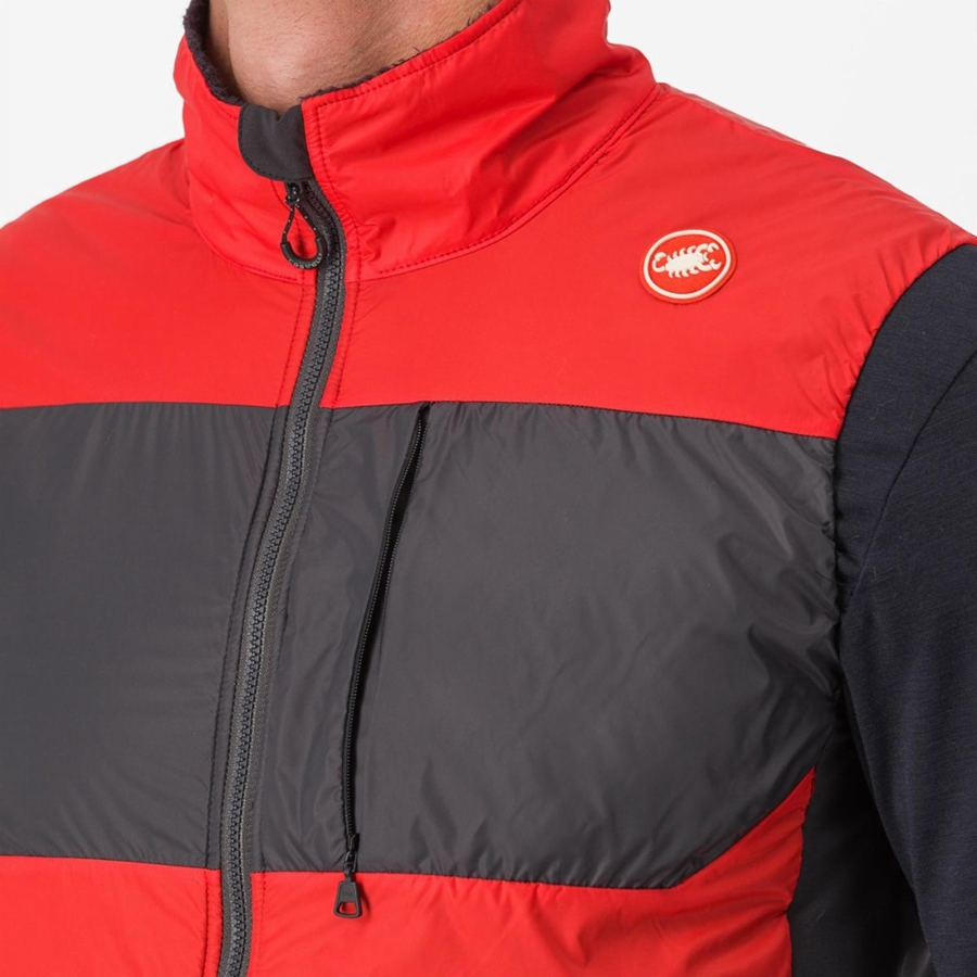 Castelli UNLIMITED PUFFY Men Vest Red / Dark Grey | XWJ-523870