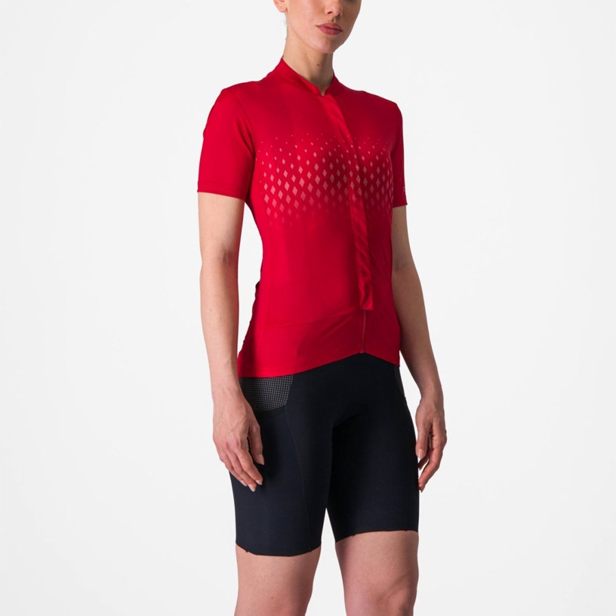 Castelli UNLIMITED SENTIERO 3 Women Jersey Red / Red | BGF-789542