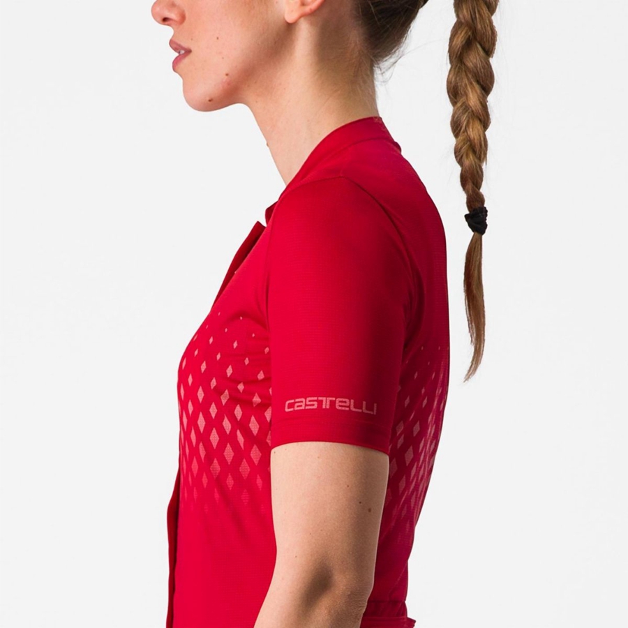 Castelli UNLIMITED SENTIERO 3 Women Jersey Red / Red | BGF-789542