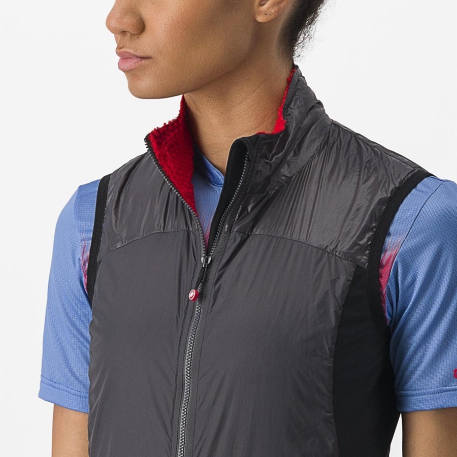 Castelli UNLIMITED W PUFFY Women Vest Dark Grey / Red | XZO-798253