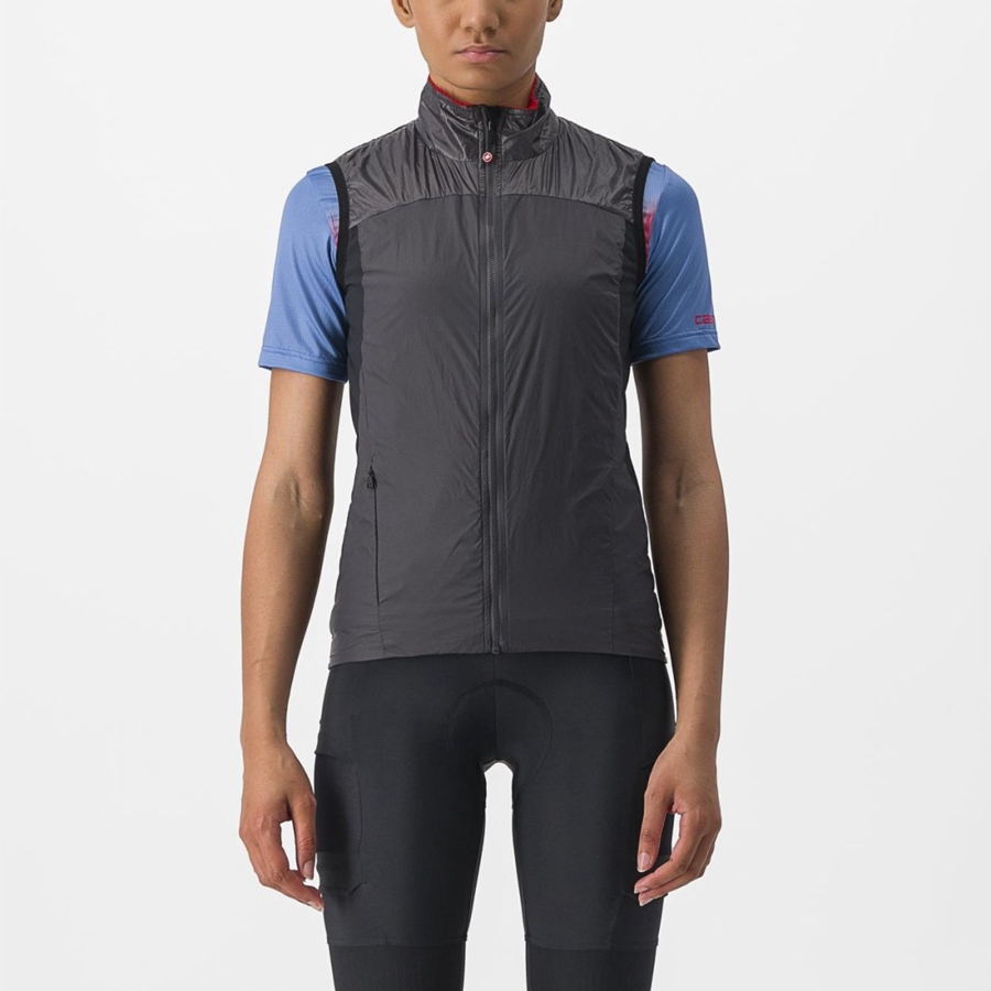 Castelli UNLIMITED W PUFFY Women Vest Dark Grey / Red | XZO-798253