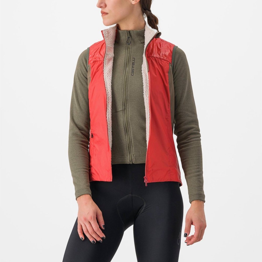 Castelli UNLIMITED W PUFFY Women Vest Red / Silver Grey | QFS-415768