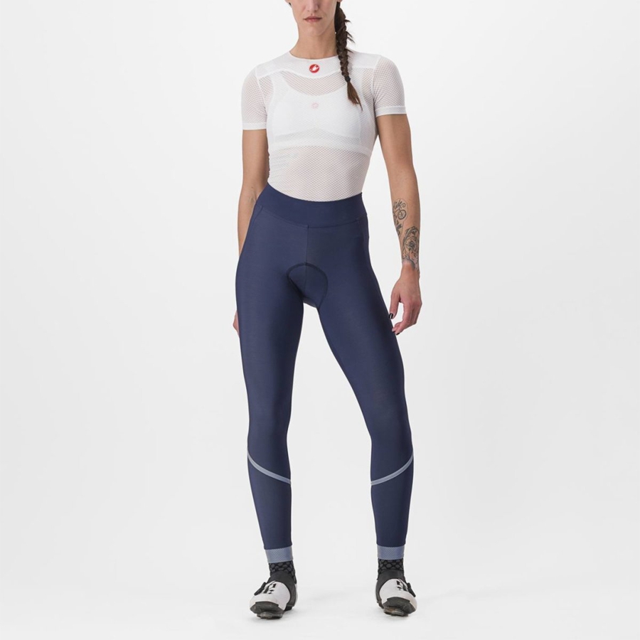 Castelli VELOCISSIMA THERMAL Women Leggings Blue / Silver | HGB-706495