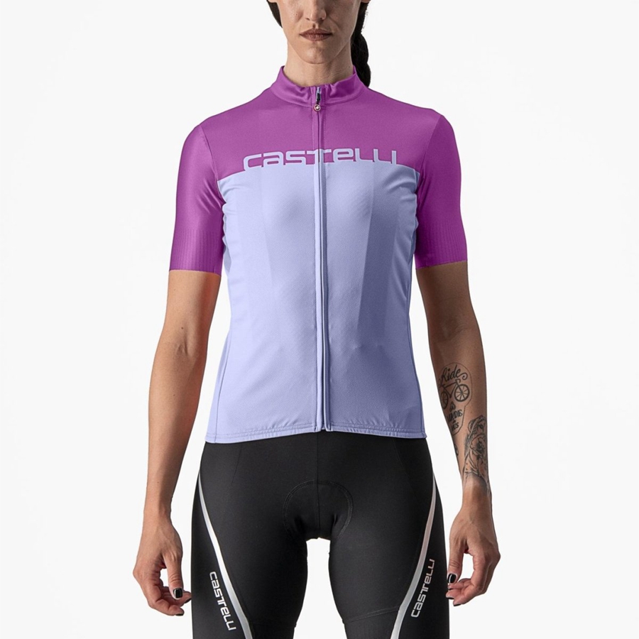 Castelli VELOCISSIMA Women Jersey Purple White | TGP-567094