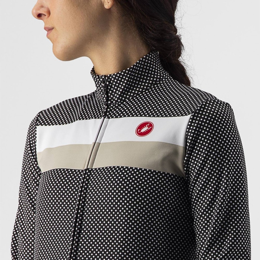 Castelli VOLARE LS Women Jersey Black / White | ENY-074925